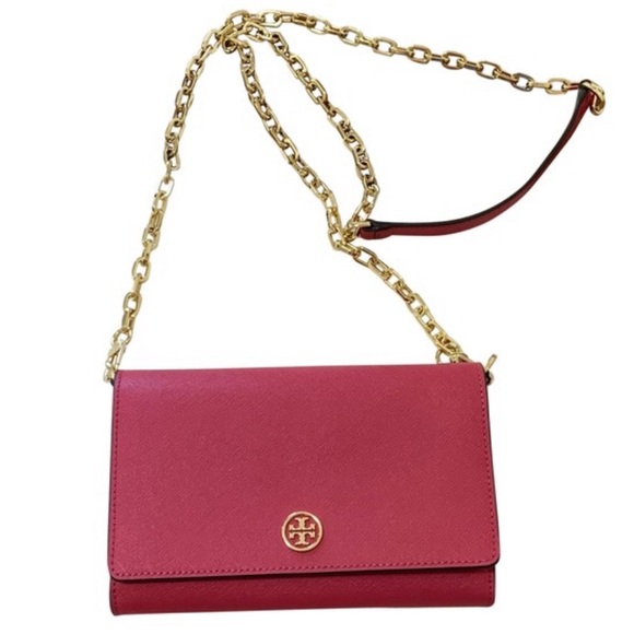 Tory Burch Handbags - Tory Burch Robinson Chain Crossbody Wallet Pink